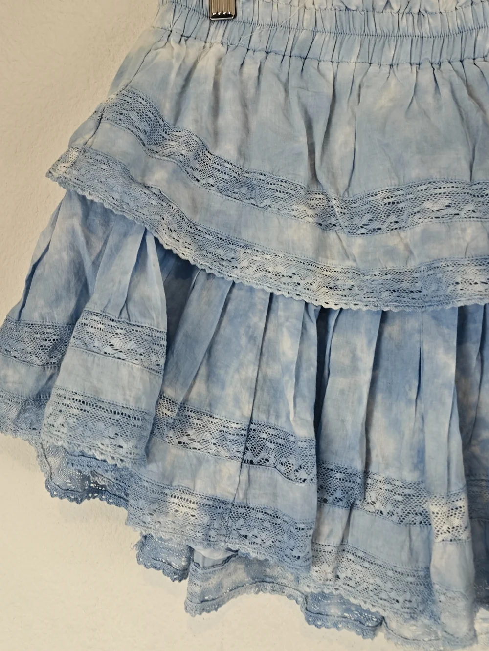 LoveShackFancy Pacific Indigo Hand-Dye Ruffle Mini Skirt Cottagecore Boho Tiered